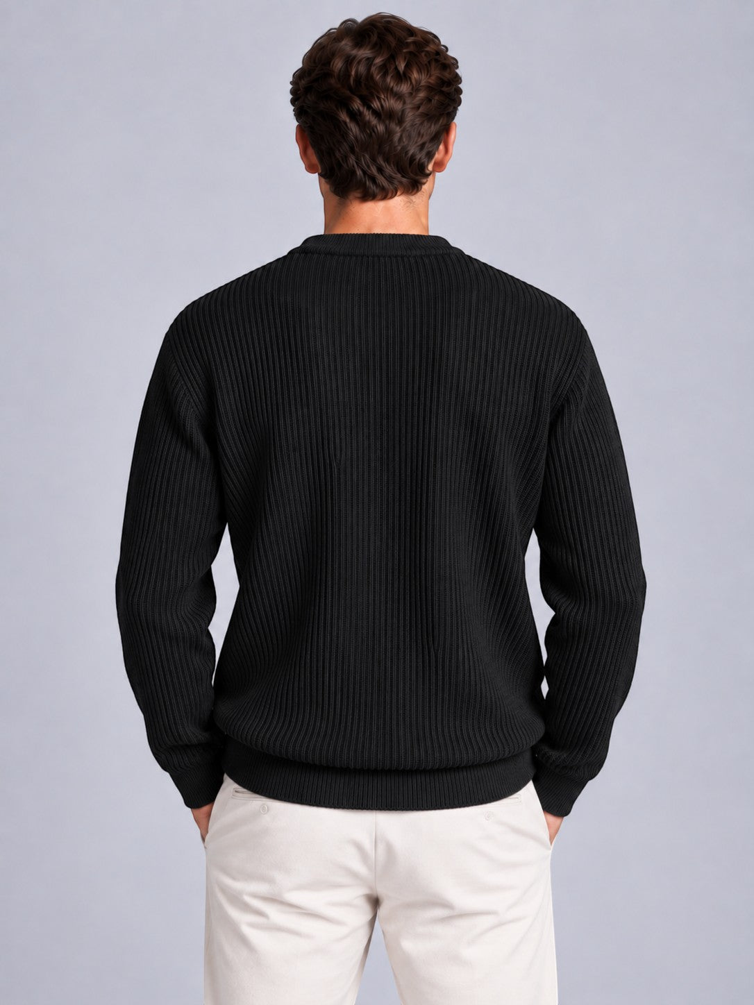 Jorvalore | Men’s Ribbed Crew-Neck Knit Jumper – Long Sleeve Knitwear