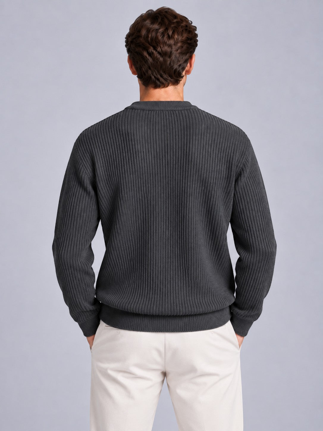 Jorvalore | Men’s Ribbed Crew-Neck Knit Jumper – Long Sleeve Knitwear