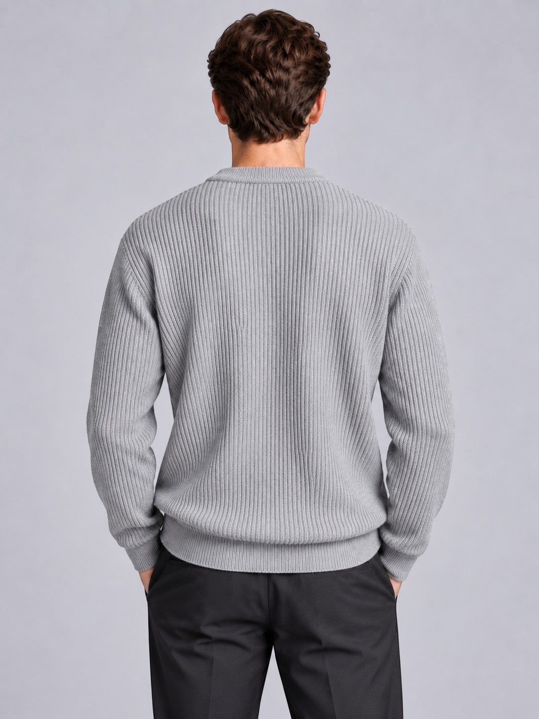 Jorvalore | Men’s Ribbed Crew-Neck Knit Jumper – Long Sleeve Knitwear