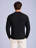 Jorvalore | Men’s Ribbed Knit Shirt – Long Sleeve Textured Knitwear