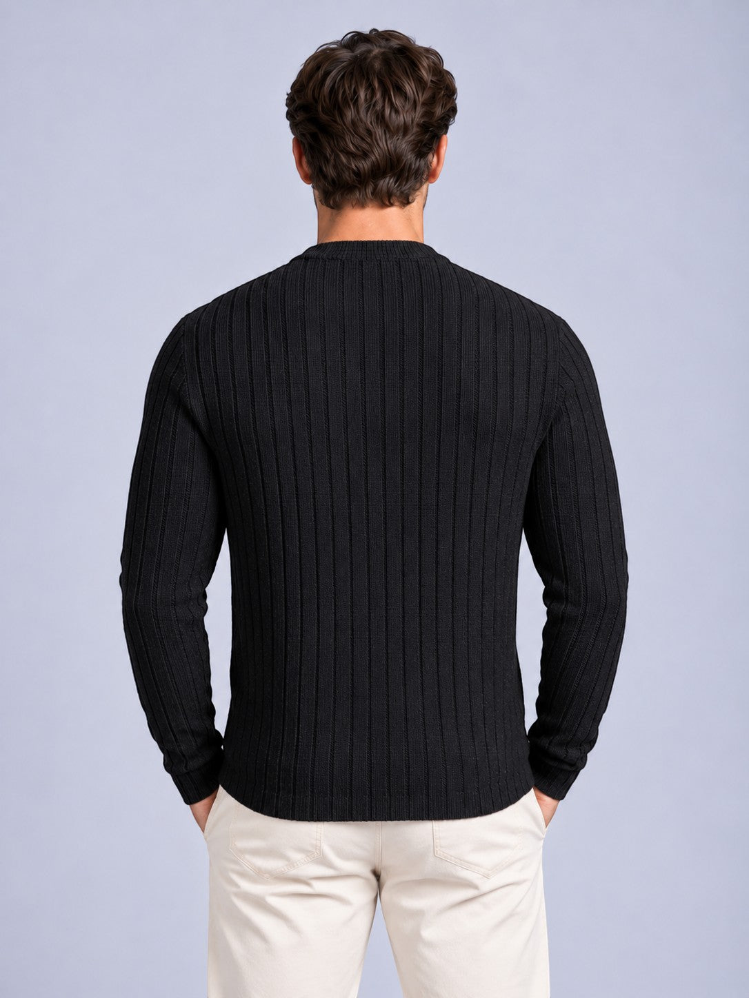 Jorvalore | Men’s Ribbed Knit Shirt – Long Sleeve Textured Knitwear