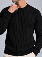 Jorvalore | Men’s Ribbed Knit Shirt – Long Sleeve Textured Knitwear