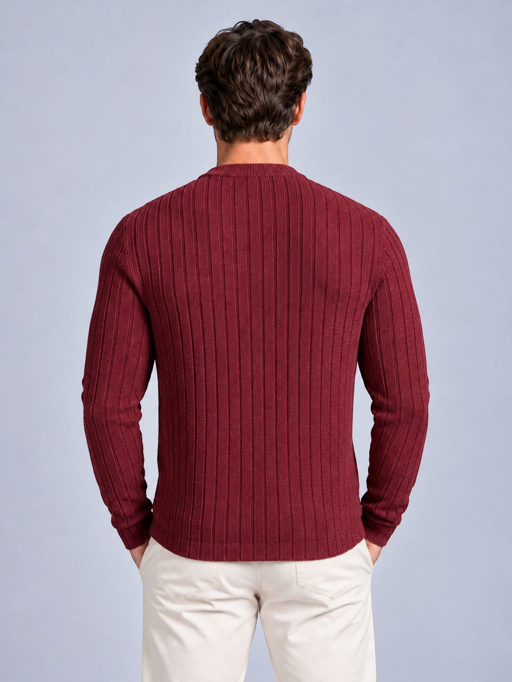 Jorvalore | Men’s Ribbed Knit Shirt – Long Sleeve Textured Knitwear