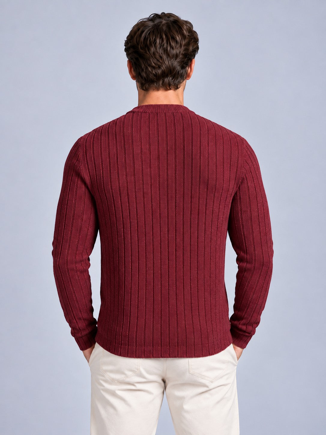 Jorvalore | Men’s Ribbed Knit Shirt – Long Sleeve Textured Knitwear