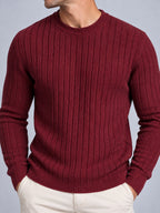 Jorvalore | Men’s Ribbed Knit Shirt – Long Sleeve Textured Knitwear