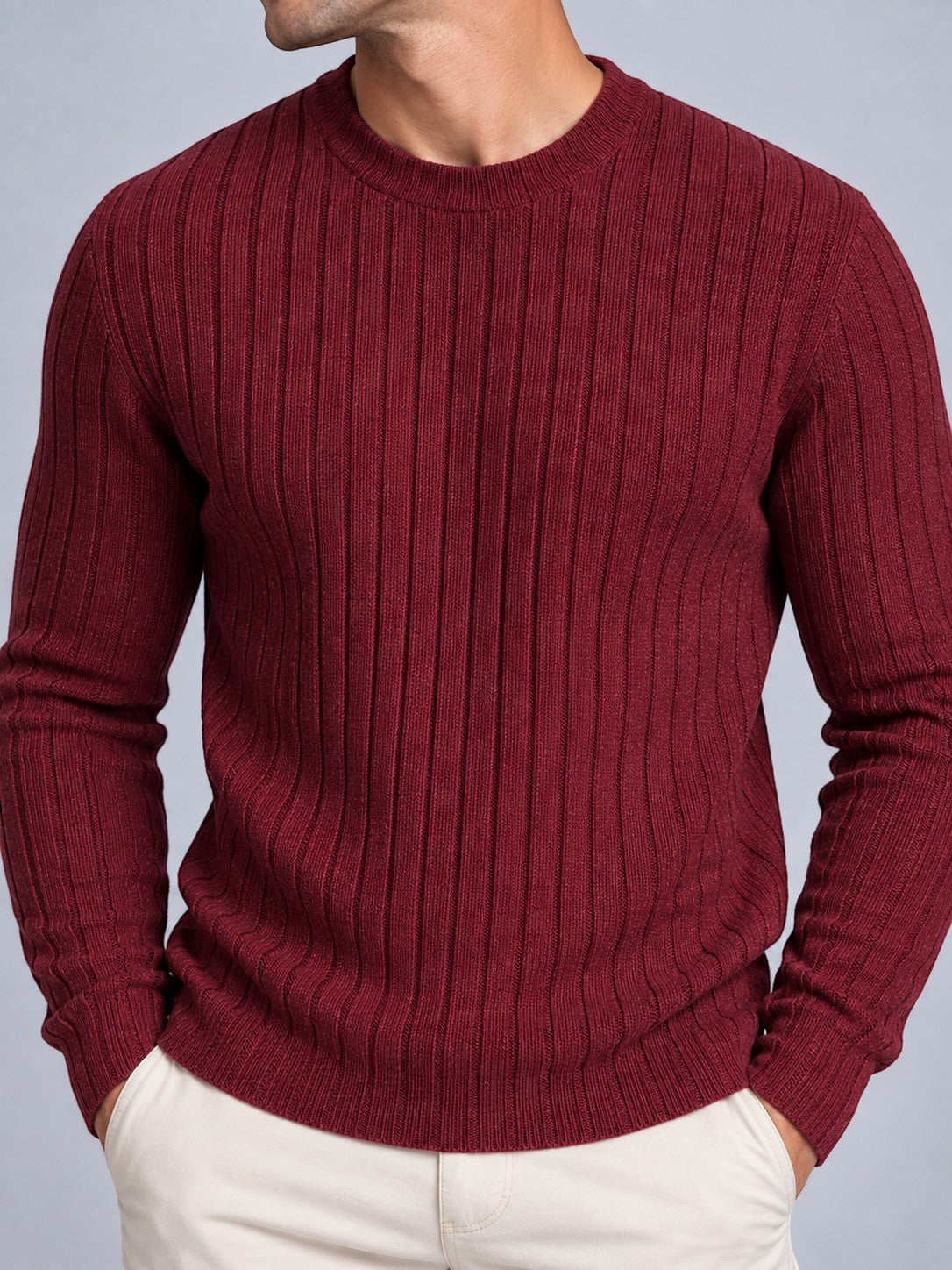 Jorvalore | Men’s Ribbed Knit Shirt – Long Sleeve Textured Knitwear