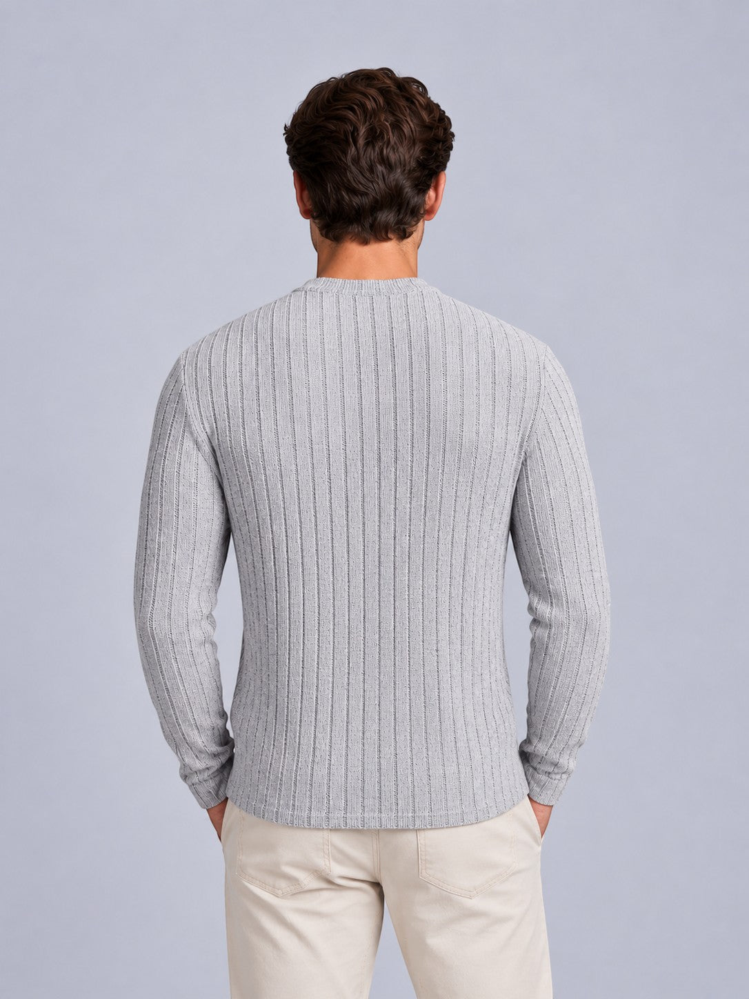 Jorvalore | Men’s Ribbed Knit Shirt – Long Sleeve Textured Knitwear