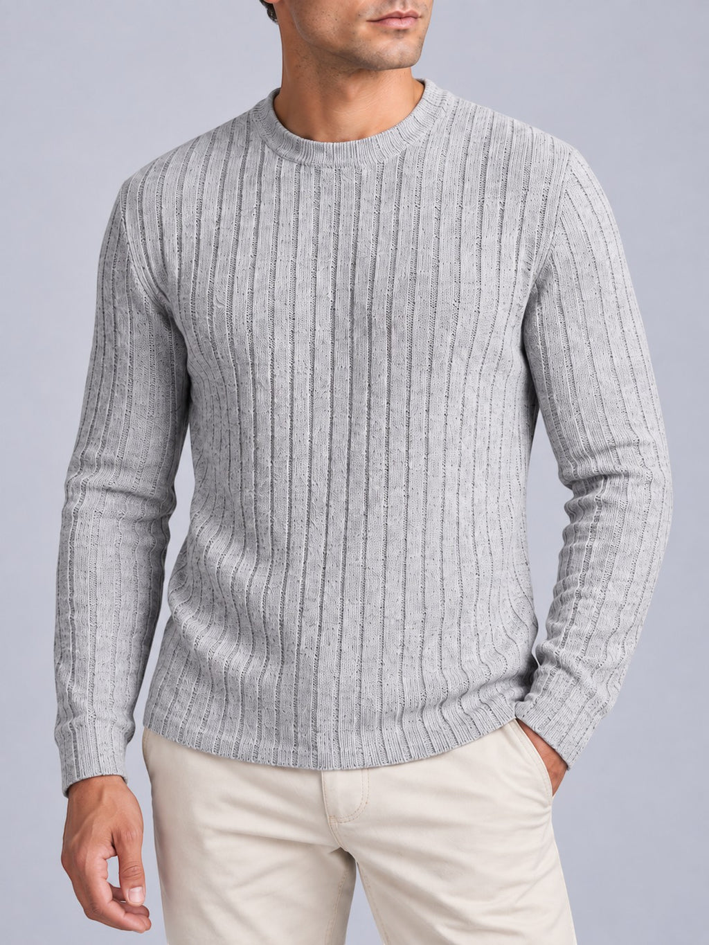 Jorvalore | Men’s Ribbed Knit Shirt – Long Sleeve Textured Knitwear