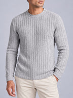 Jorvalore | Men’s Ribbed Knit Shirt – Long Sleeve Textured Knitwear