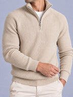 Jorvalore | Men’s Ribbed Quarter-Zip Knit Jumper – Long Sleeve Knitwear