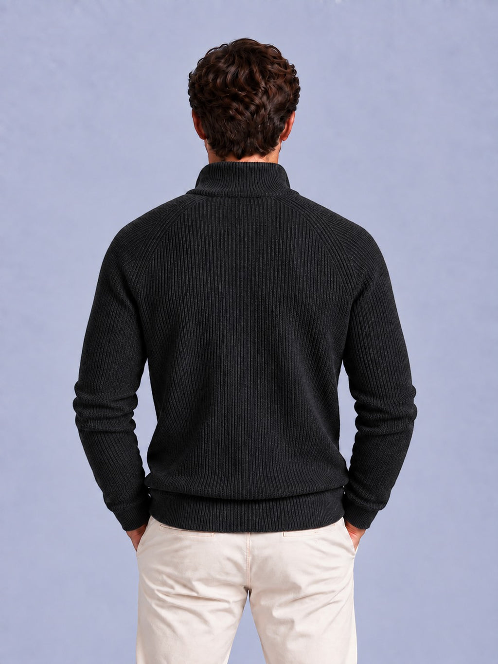 Jorvalore | Men’s Ribbed Quarter-Zip Knit Jumper – Long Sleeve Knitwear