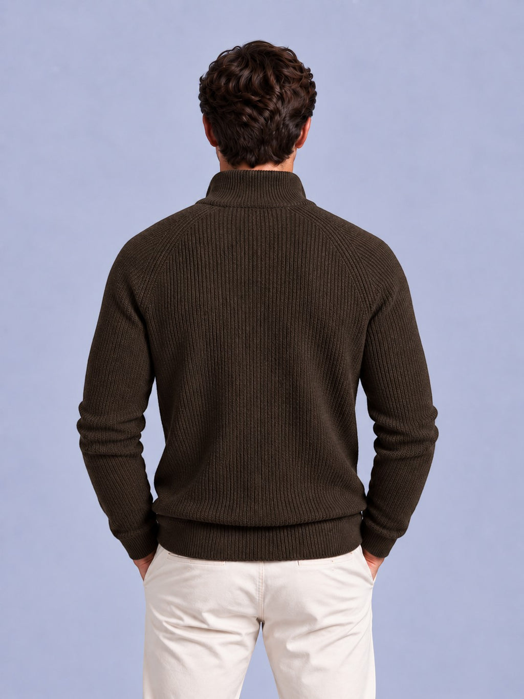 Jorvalore | Men’s Ribbed Quarter-Zip Knit Jumper – Long Sleeve Knitwear