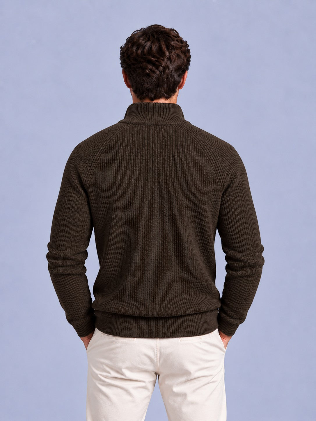 Jorvalore | Men’s Ribbed Quarter-Zip Knit Jumper – Long Sleeve Knitwear