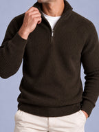 Jorvalore | Men’s Ribbed Quarter-Zip Knit Jumper – Long Sleeve Knitwear