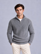 Jorvalore | Men’s Ribbed Quarter-Zip Knit Jumper – Long Sleeve Knitwear
