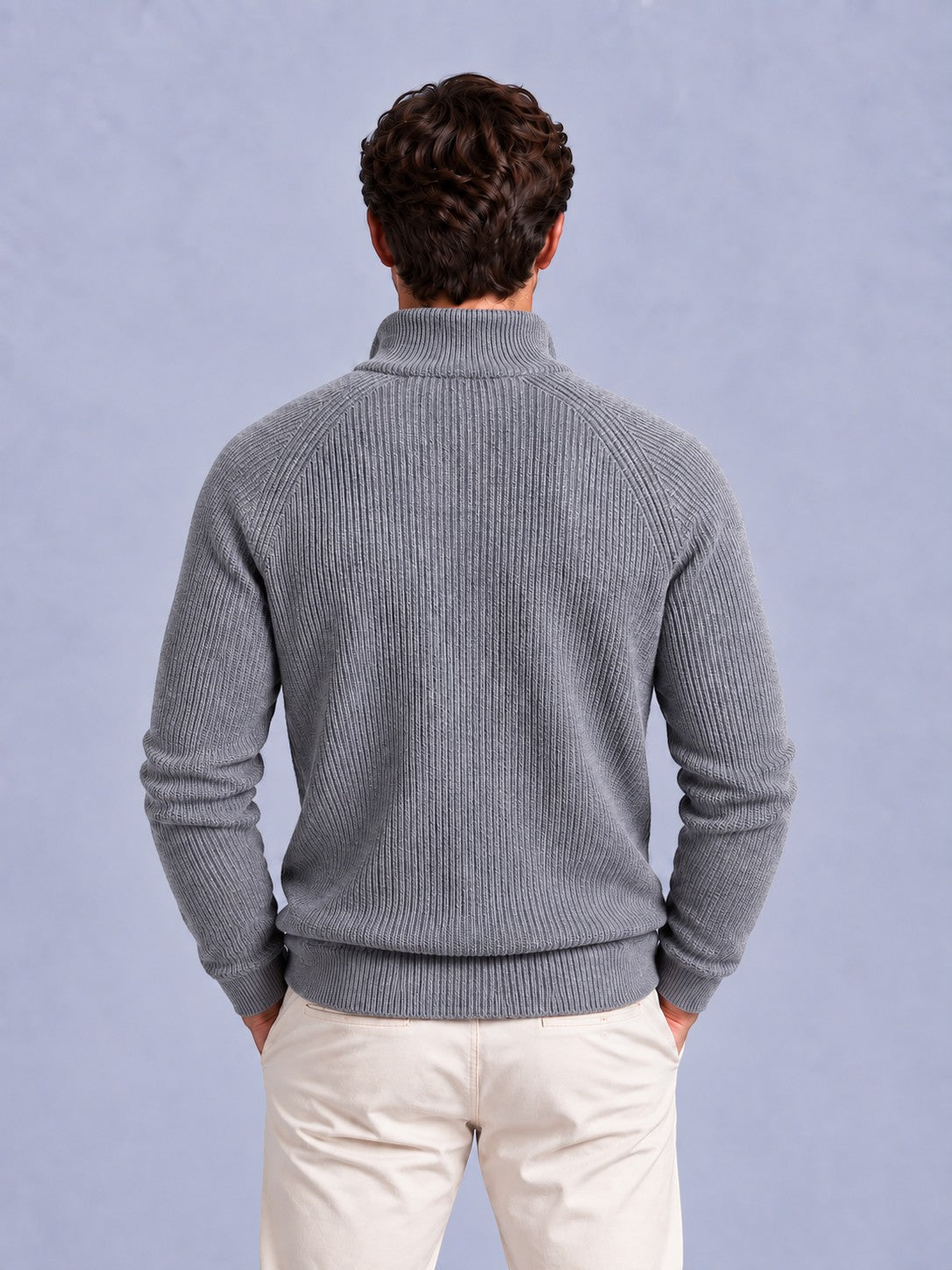 Jorvalore | Men’s Ribbed Quarter-Zip Knit Jumper – Long Sleeve Knitwear