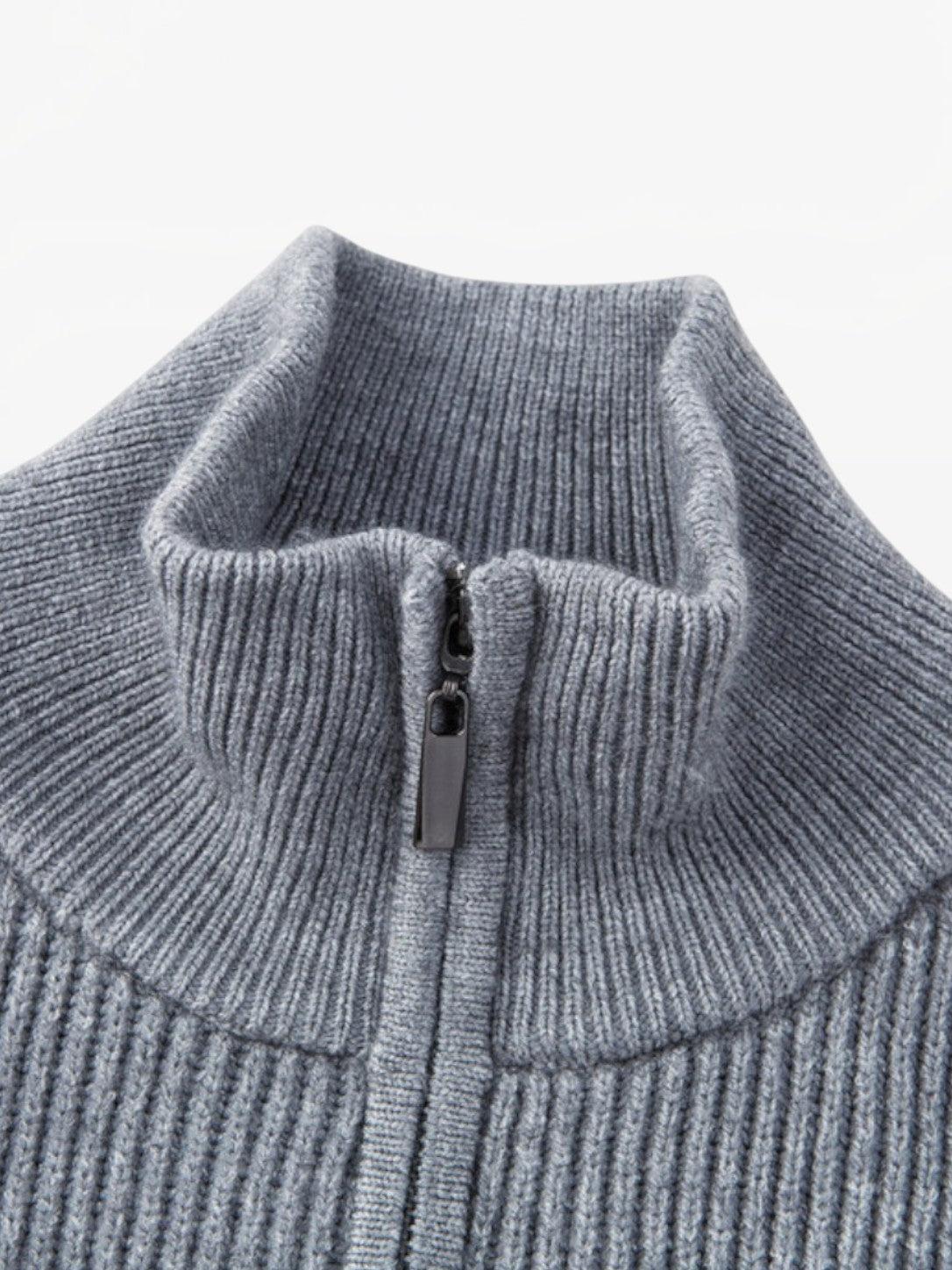 Jorvalore | Men’s Ribbed Quarter-Zip Knit Jumper – Long Sleeve Knitwear