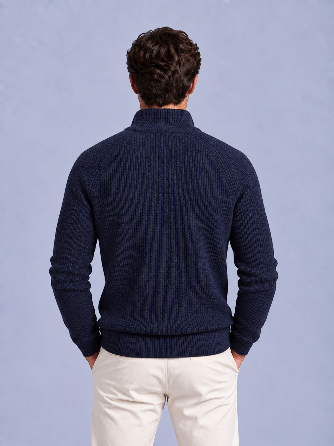 Jorvalore | Men’s Ribbed Quarter-Zip Knit Jumper – Long Sleeve Knitwear
