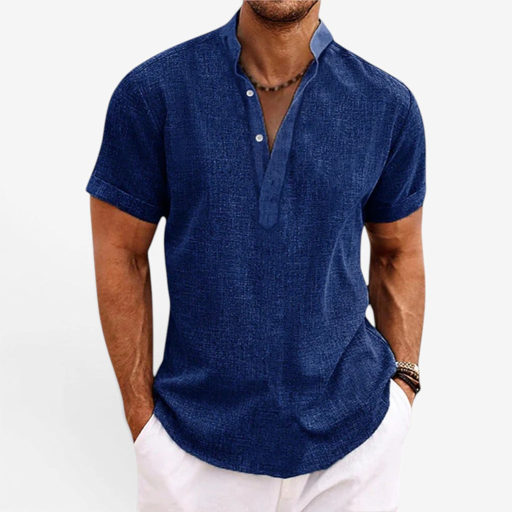 Jorvalore | Men’s Short Sleeve Linen Shirt Relaxed Fit Breathable Summer Wear