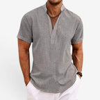 Jorvalore | Men’s Short Sleeve Linen Shirt Relaxed Fit Breathable Summer Wear