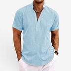 Jorvalore | Men’s Short Sleeve Linen Shirt Relaxed Fit Breathable Summer Wear