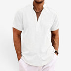 Jorvalore | Men’s Short Sleeve Linen Shirt Relaxed Fit Breathable Summer Wear