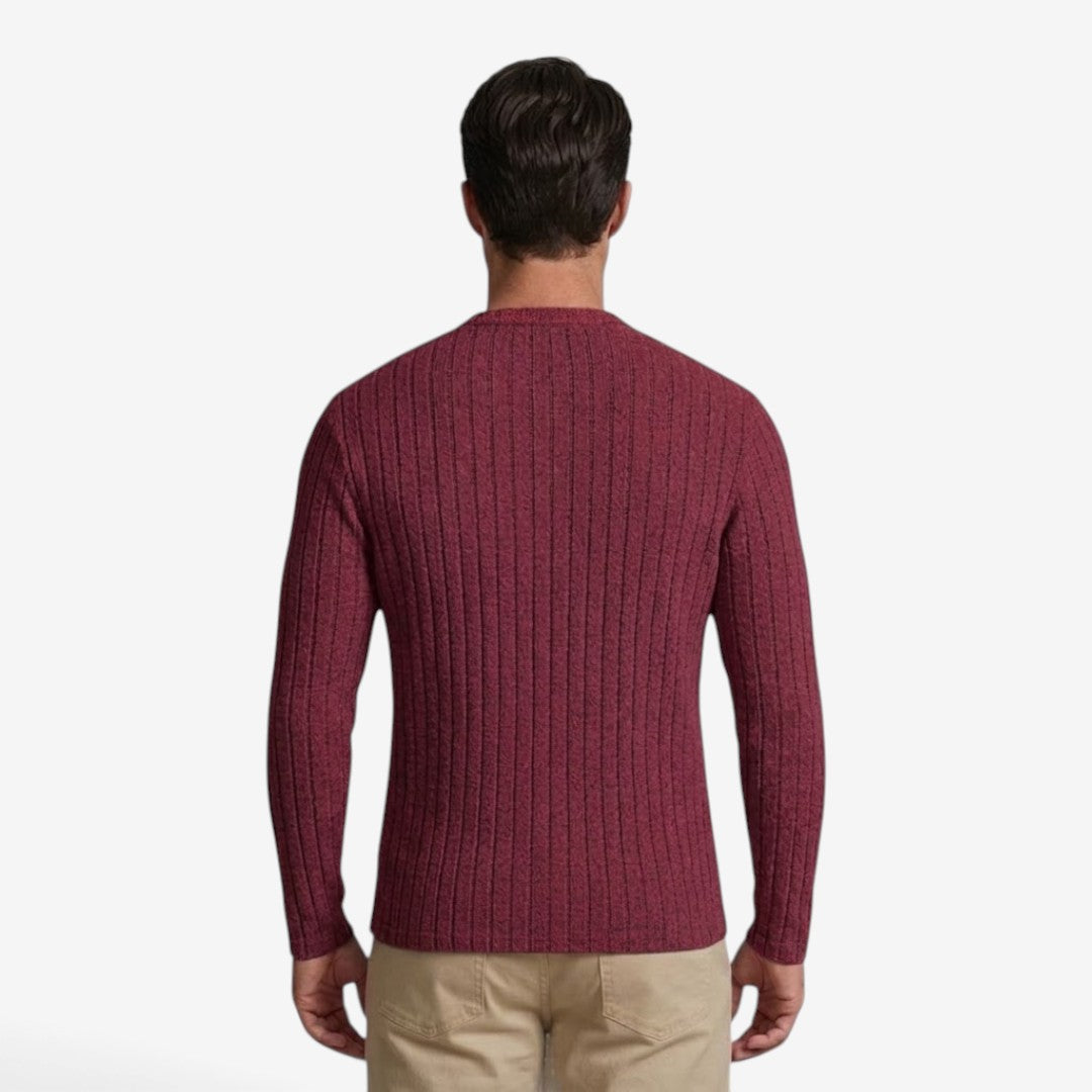 Jorvalore | Men's Stretch Ribbed Knit Long Sleeve Crew-Neck Top