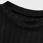 Jorvalore | Men's Stretch Ribbed Knit Long Sleeve Crew Neck Top
