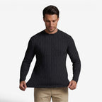 Jorvalore | Men's Stretch Ribbed Knit Long Sleeve Crew Neck Top