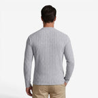 Jorvalore | Men's Stretch Ribbed Knit Long Sleeve Crew Neck Top
