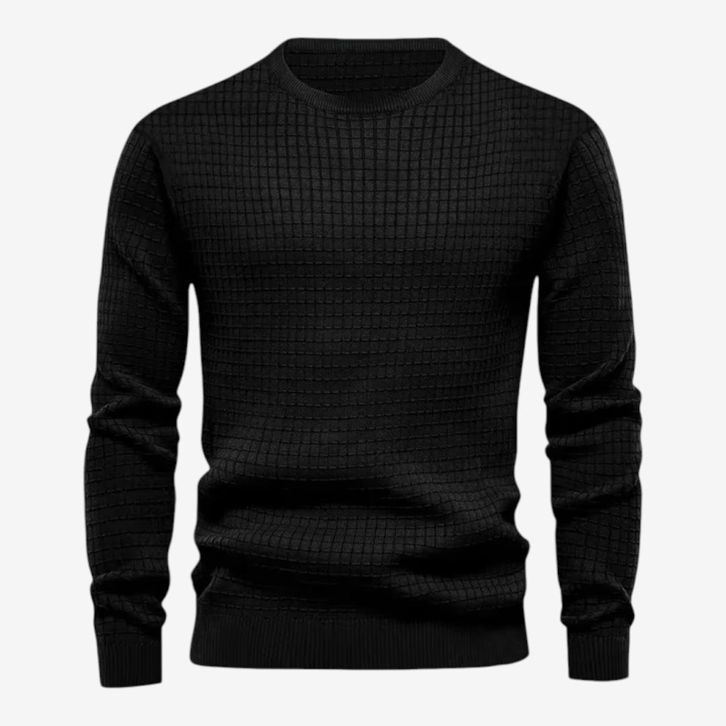 Jorvalore | Men’s Textured Knit Crew-Neck Jumper Classic Fit