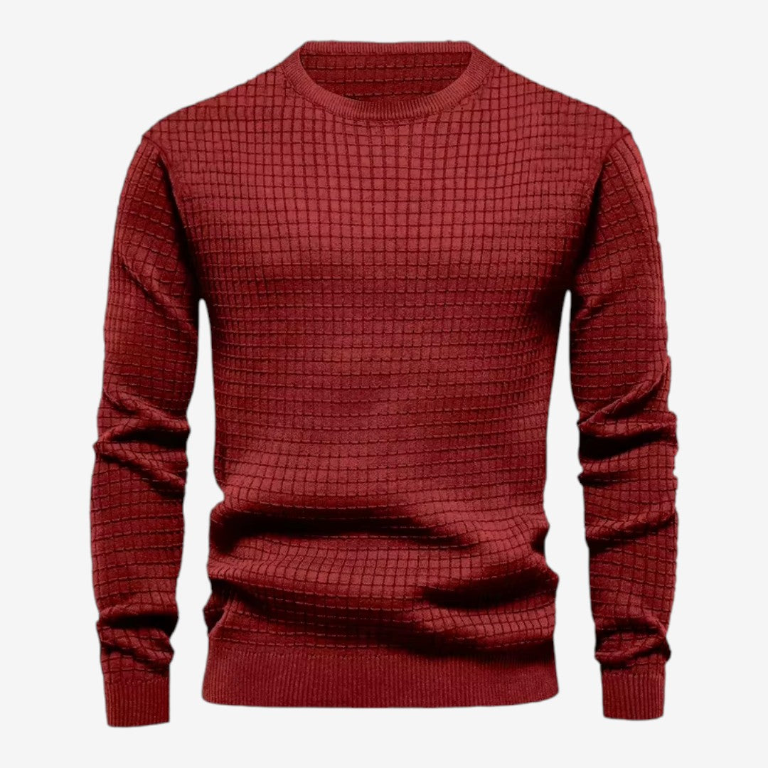 Jorvalore | Men’s Textured Knit Crew-Neck Jumper Classic Fit