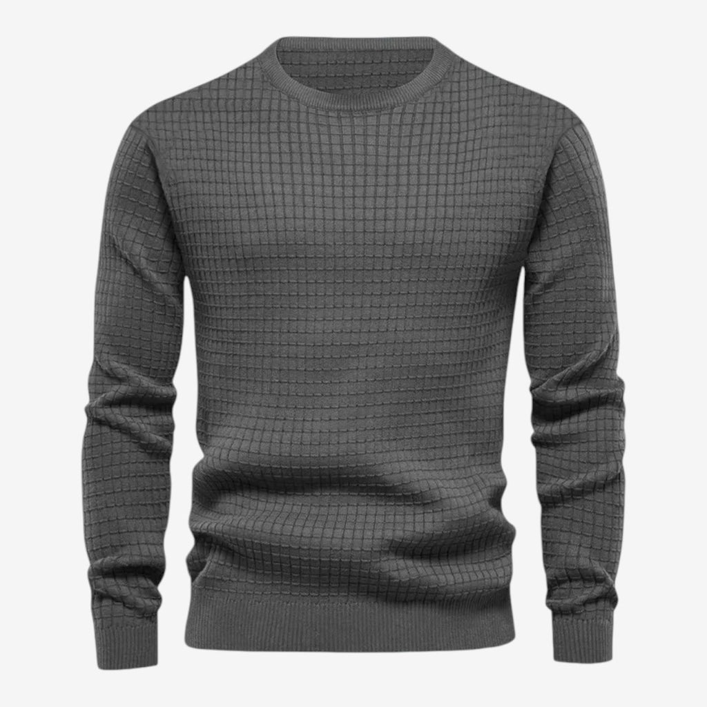 Jorvalore | Men’s Textured Knit Crew-Neck Jumper Classic Fit