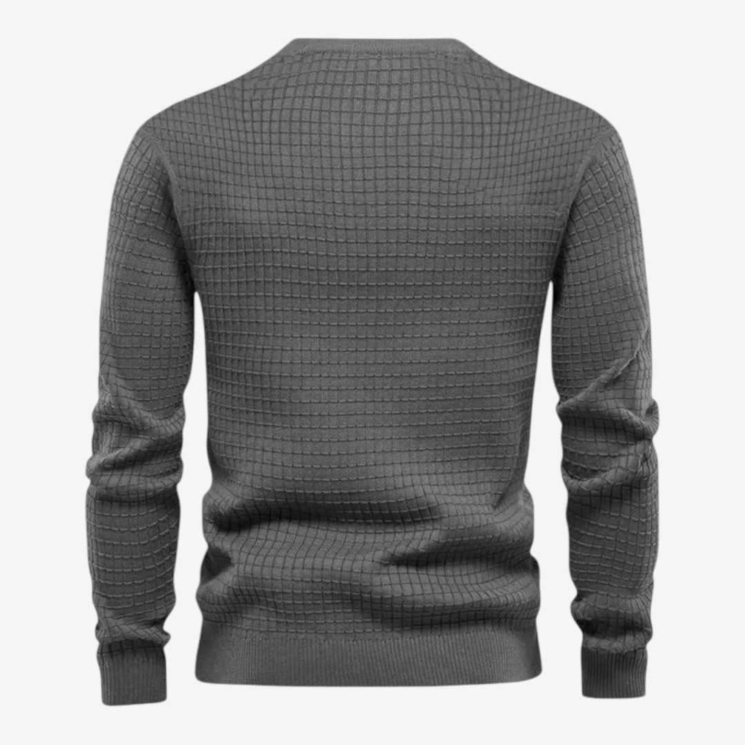 Jorvalore | Men’s Textured Knit Crew-Neck Jumper Classic Fit