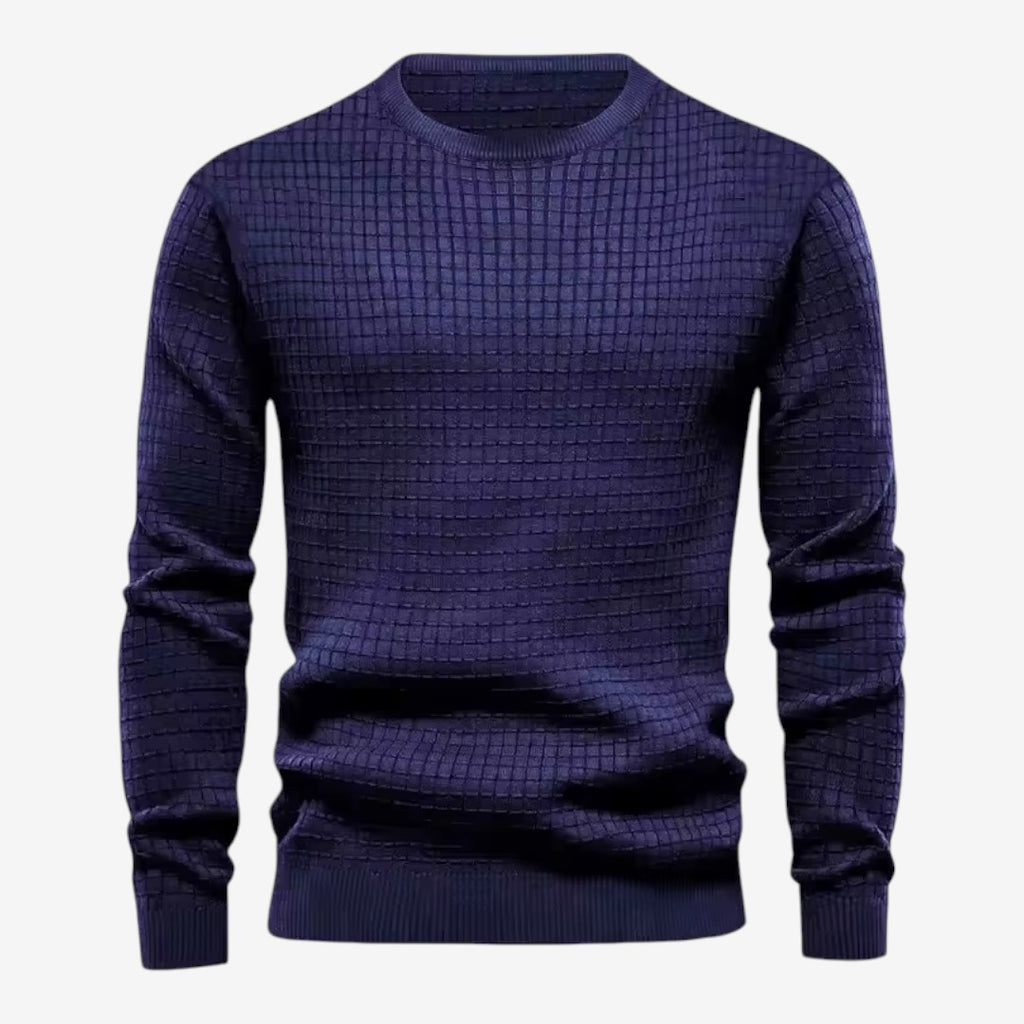 Jorvalore | Men’s Textured Knit Crew-Neck Jumper Classic Fit