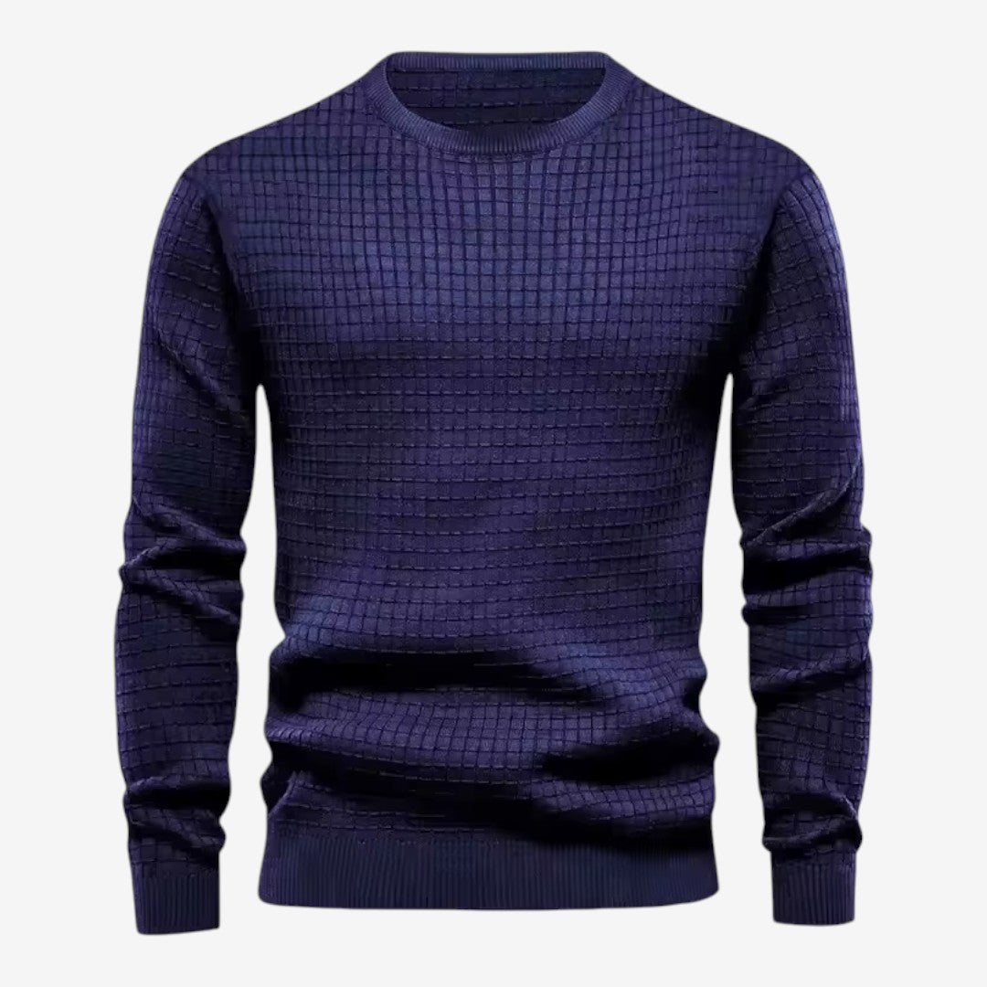 Jorvalore | Men’s Textured Knit Crew-Neck Jumper Classic Fit