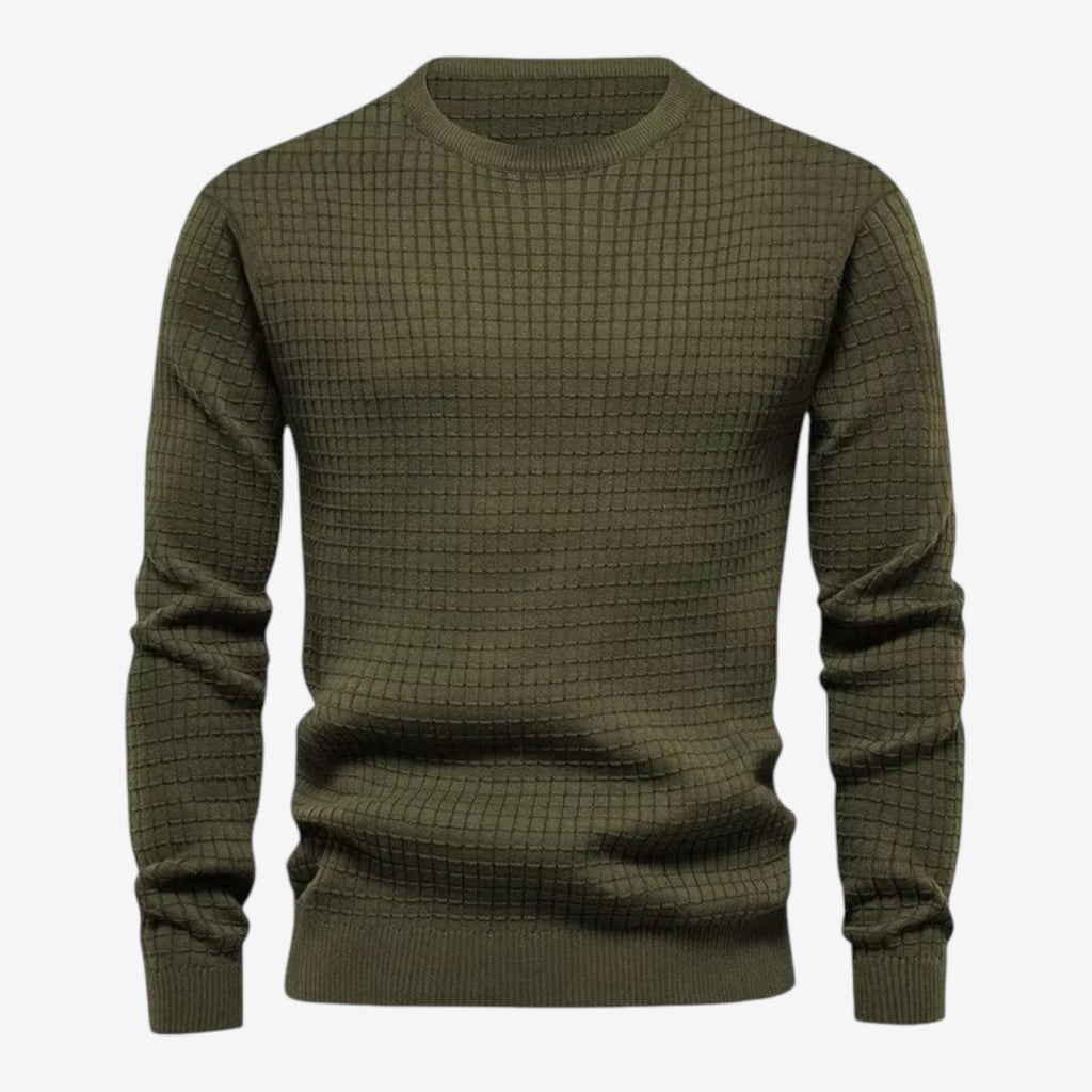 Jorvalore | Men’s Textured Knit Crew-Neck Jumper Classic Fit