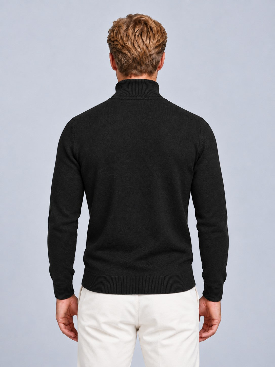 Jorvalore | Men’s Textured Roll-Neck Knit Jumper – Long Sleeve Winter Knitwear