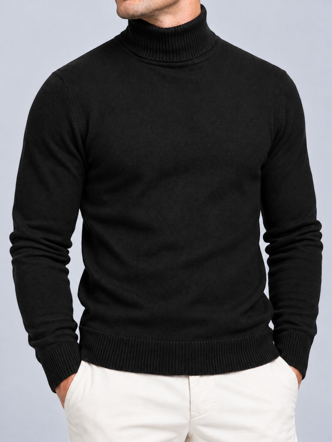 Jorvalore | Men’s Textured Roll-Neck Knit Jumper – Long Sleeve Winter Knitwear
