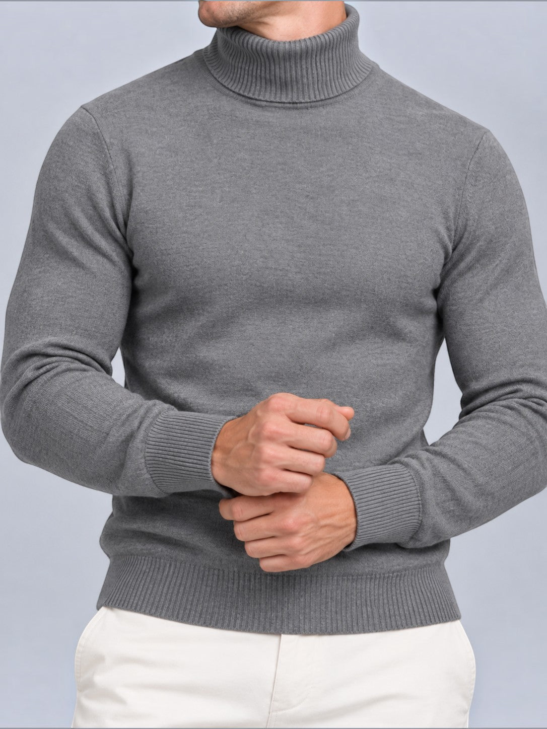 Jorvalore | Men’s Textured Roll-Neck Knit Jumper – Long Sleeve Winter Knitwear