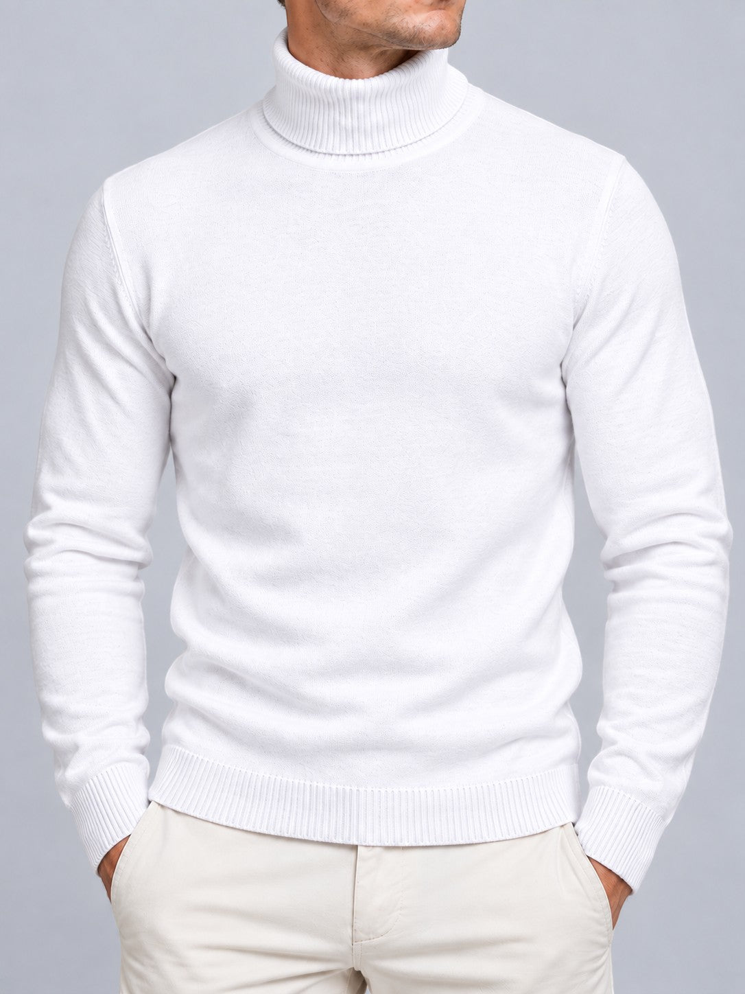 Jorvalore | Men’s Textured Roll-Neck Knit Jumper – Long Sleeve Winter Knitwear