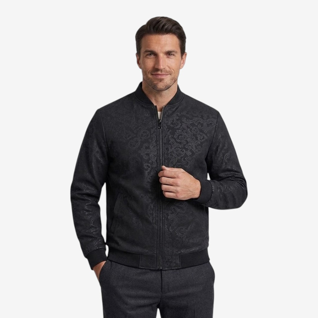 Jorvalore | Men’s Textured Stand Collar Jacket Lightweight Zip-Up