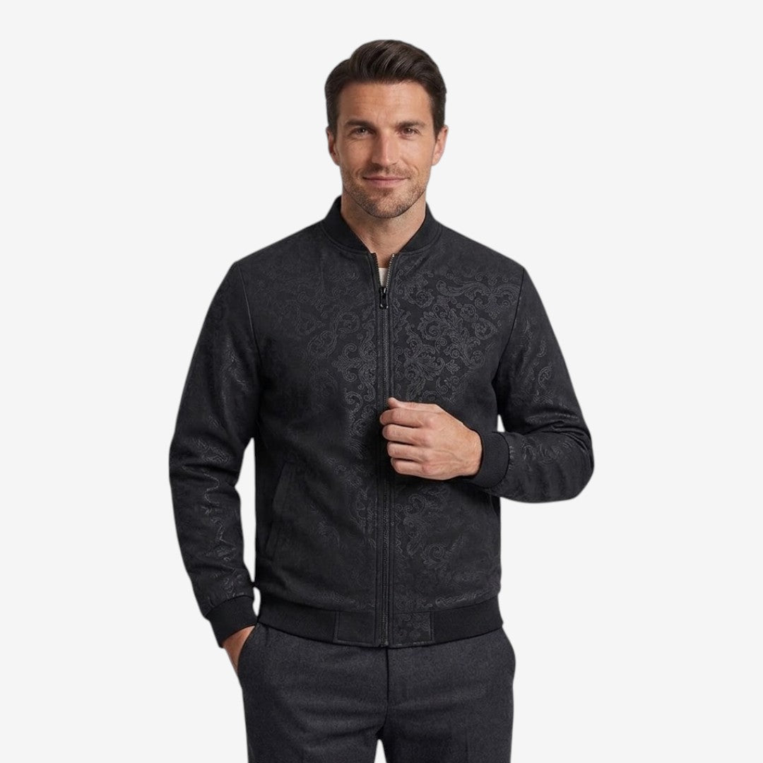 Jorvalore | Men’s Textured Stand Collar Jacket Lightweight Zip-Up