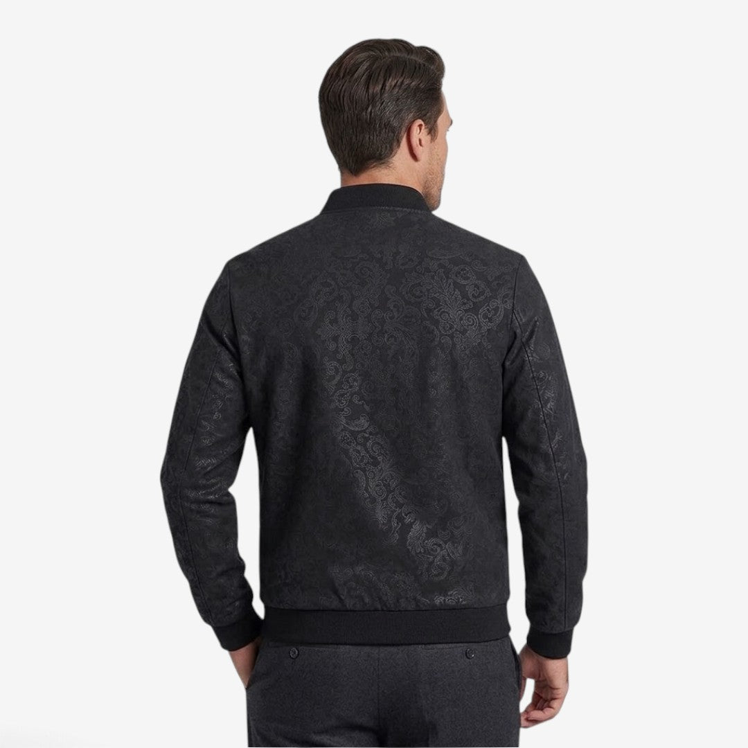 Jorvalore | Men’s Textured Stand Collar Jacket Lightweight Zip-Up