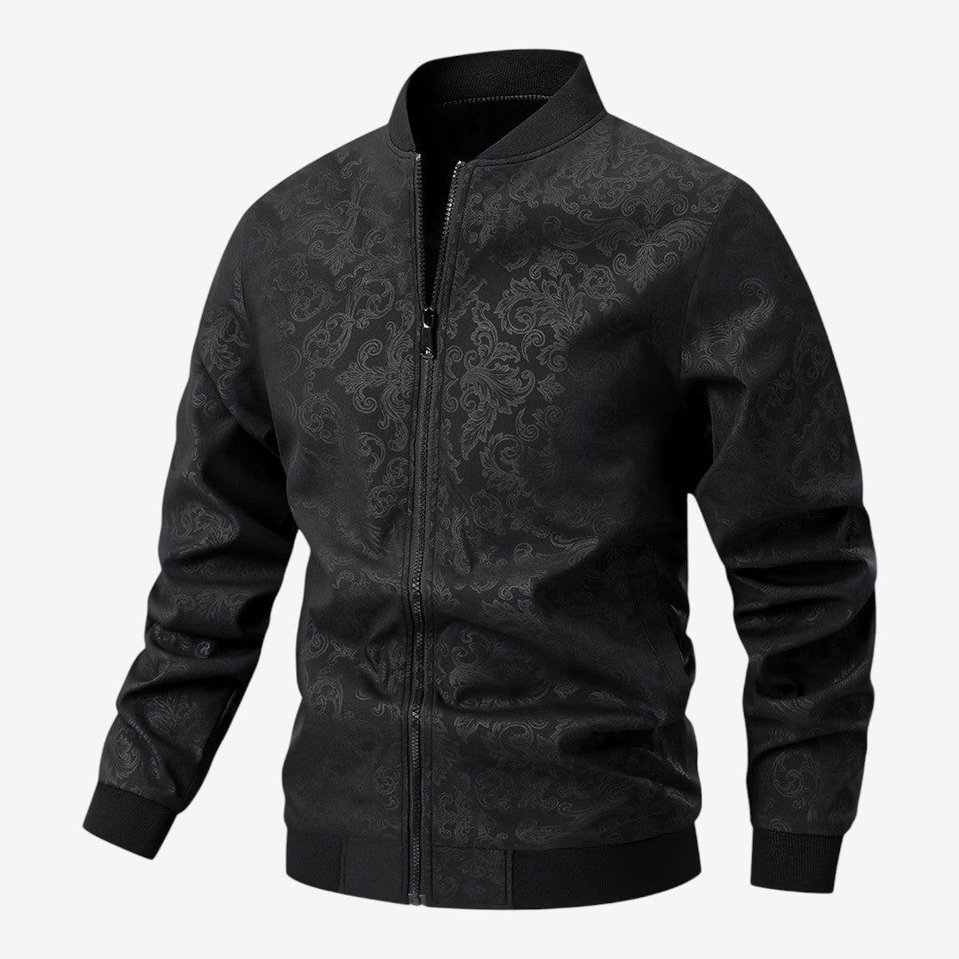 Jorvalore | Men’s Textured Stand Collar Jacket Lightweight Zip-Up