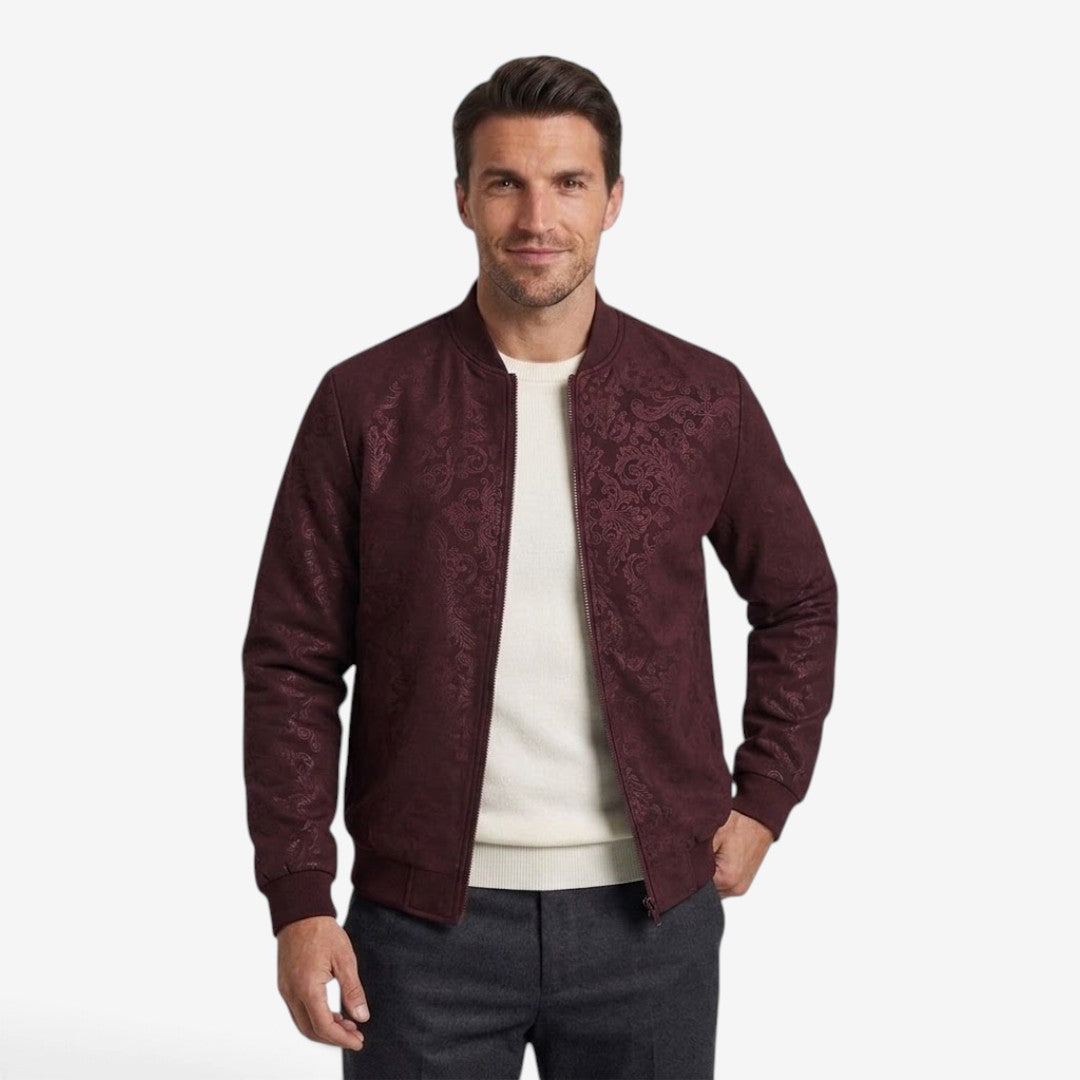 Jorvalore | Men’s Textured Stand Collar Jacket Lightweight Zip-Up