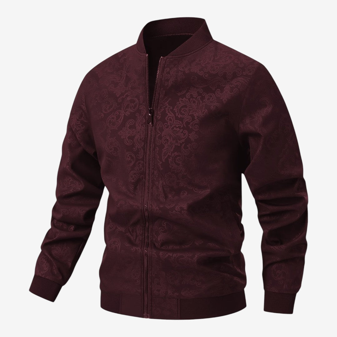 Jorvalore | Men’s Textured Stand Collar Jacket Lightweight Zip-Up
