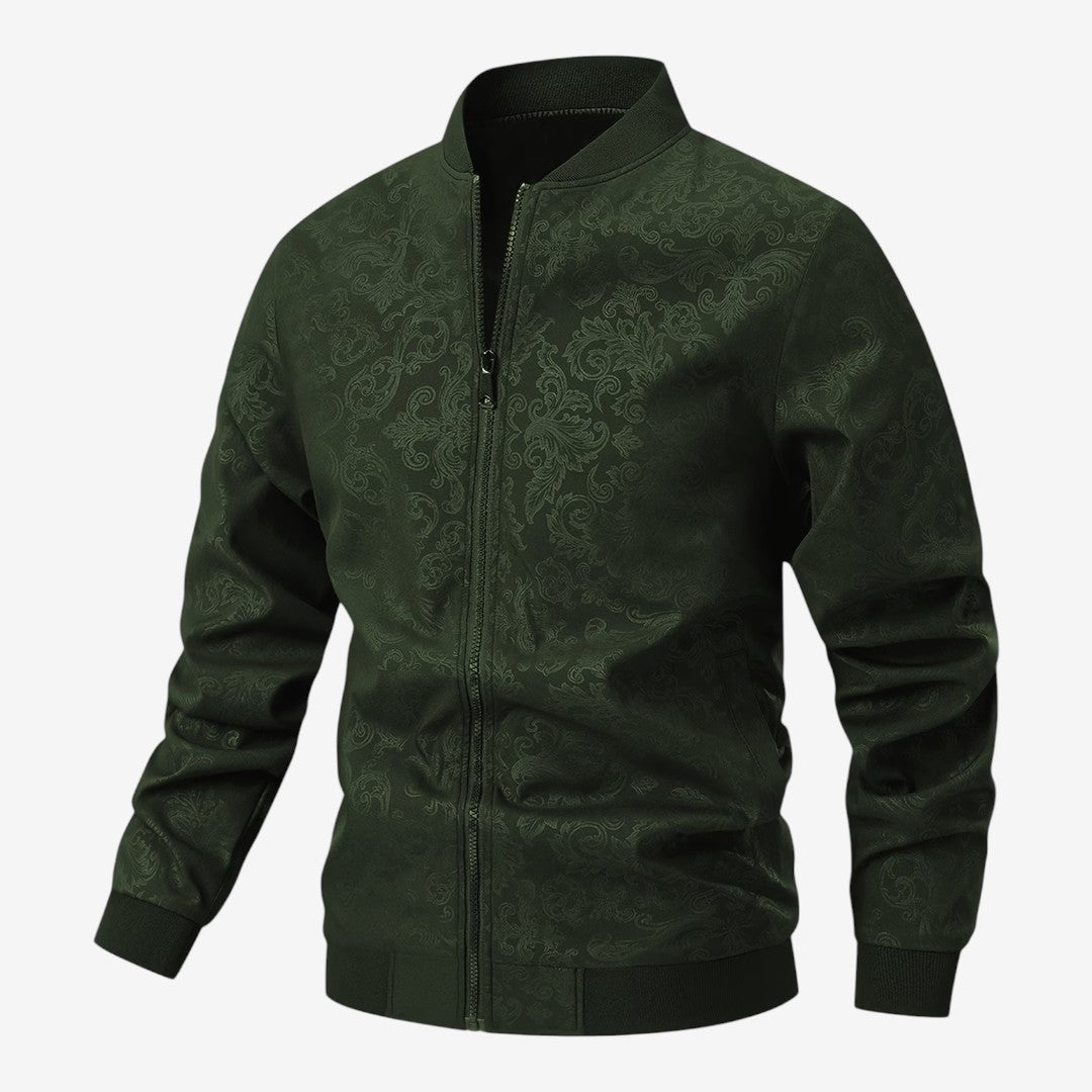 Jorvalore | Men’s Textured Stand Collar Jacket Lightweight Zip-Up
