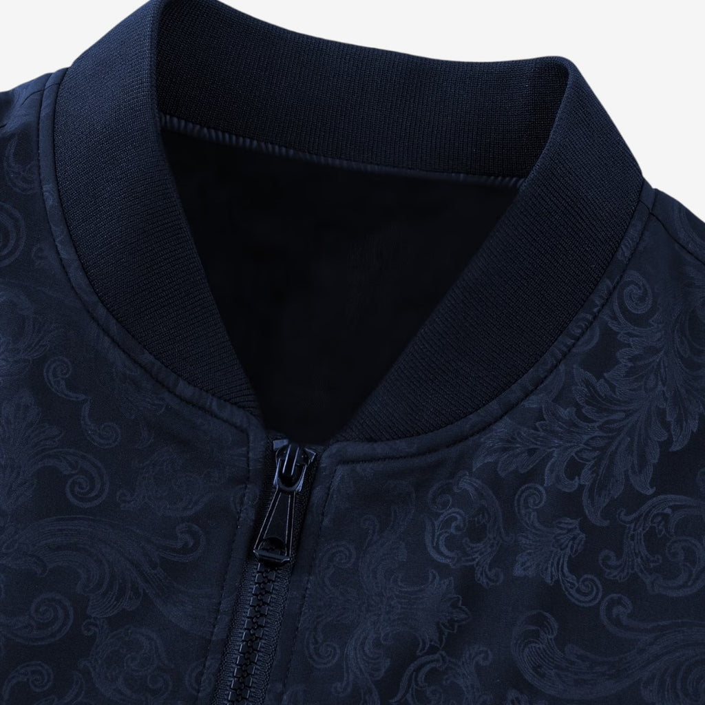 Jorvalore | Men’s Textured Stand Collar Jacket Lightweight Zip-Up