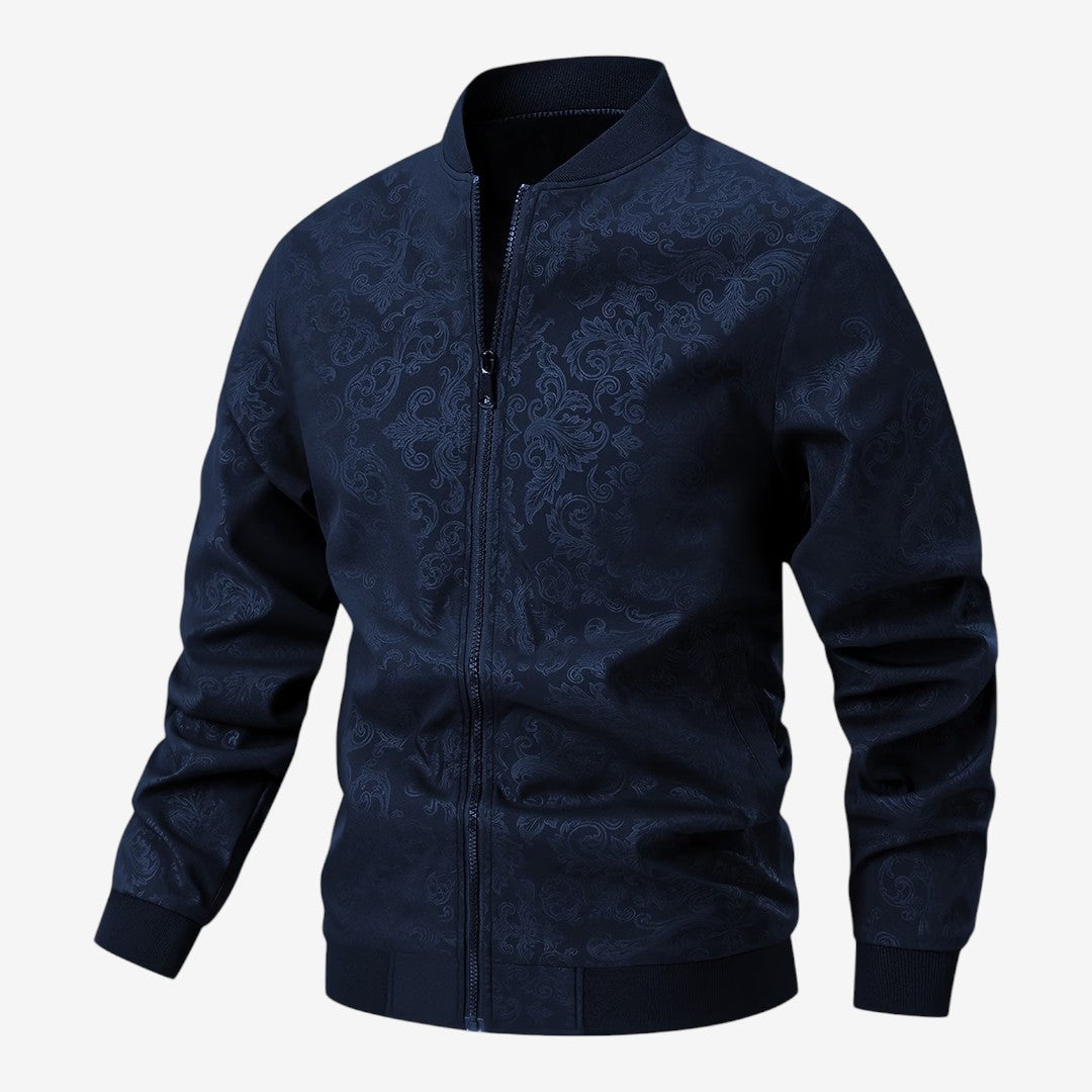 Jorvalore | Men’s Textured Stand Collar Jacket Lightweight Zip-Up